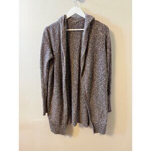 Lilla P Anthropologie Hooded Open-Front Cardigan Marled Gray Womens M